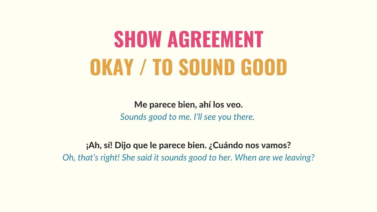 graphic showing how to use parecer to show agreement in spanish