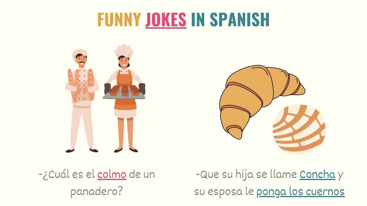 graphic with el colmo de un panadero joke in spanish