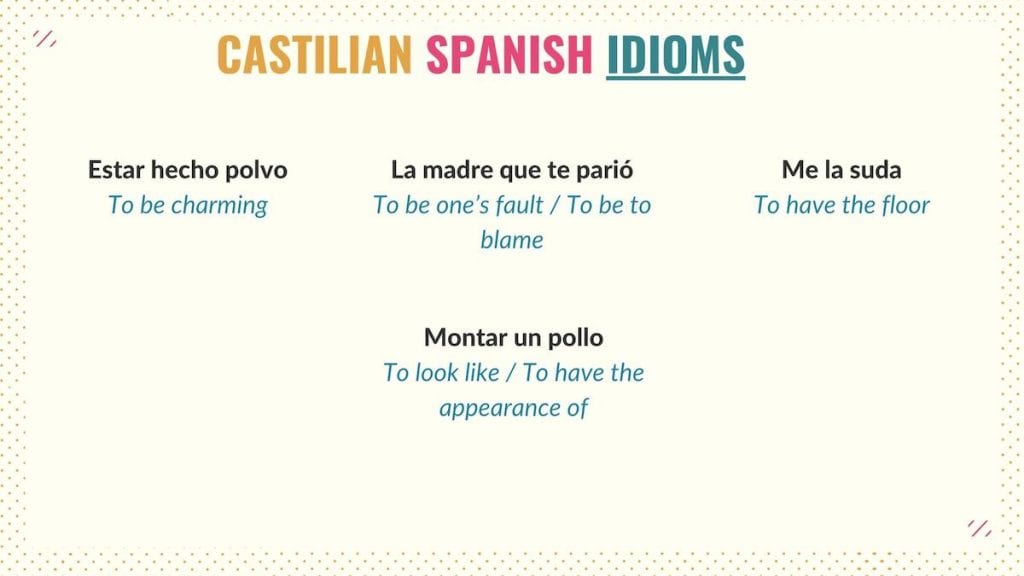 graphic with castilian spanish idioms