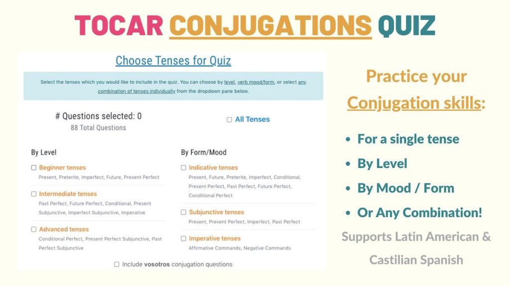 Tocar Conjugation 101 Conjugate Tocar in Spanish Tell Me In Spanish