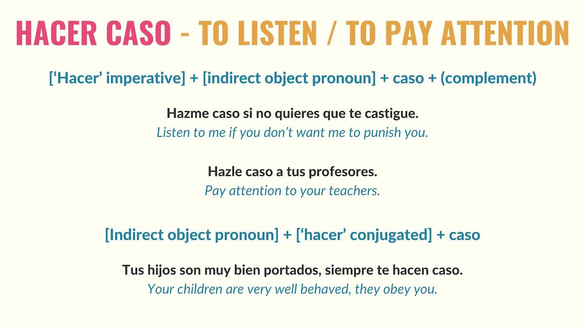 chart showing how to use the expression hacer trampa in spanish