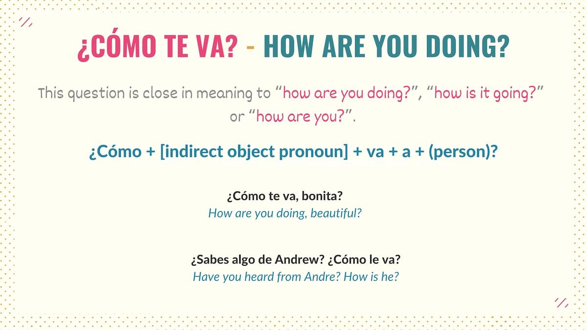 graphic showing how to use cómo andas to ask how are you in spanish
