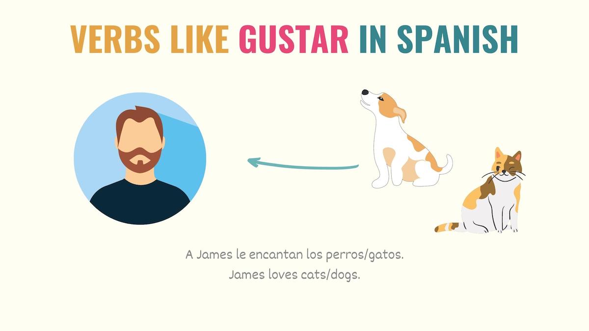 graphic showing how affective verbs in Spanish work