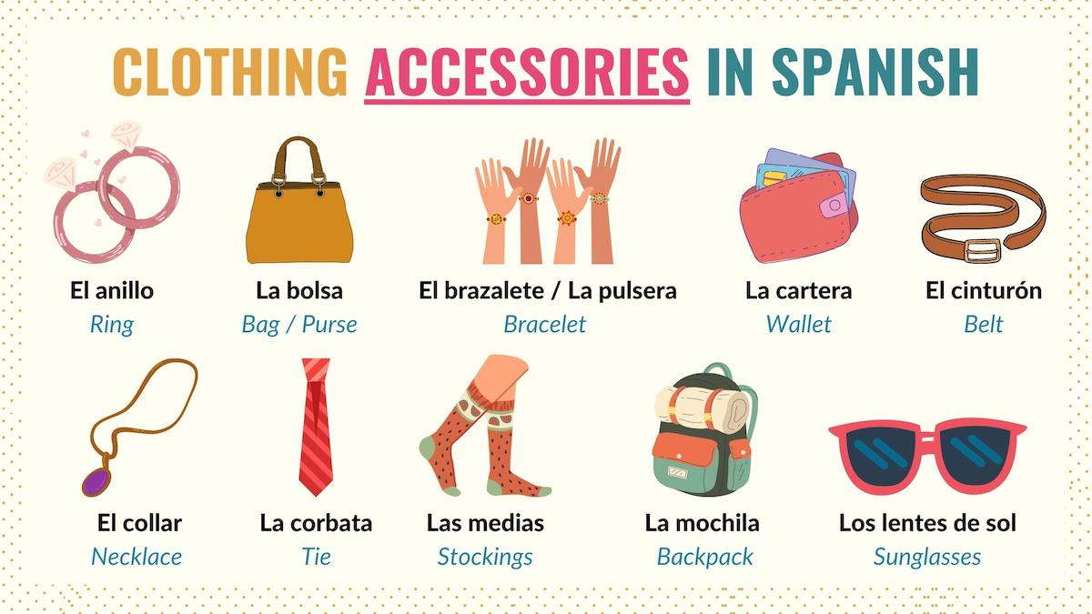 graphic listing accessories in spanish
