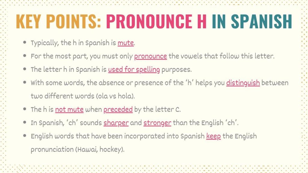 H in Spanish Pronunciation & Spelling Tips + Vocabulary Tell Me In