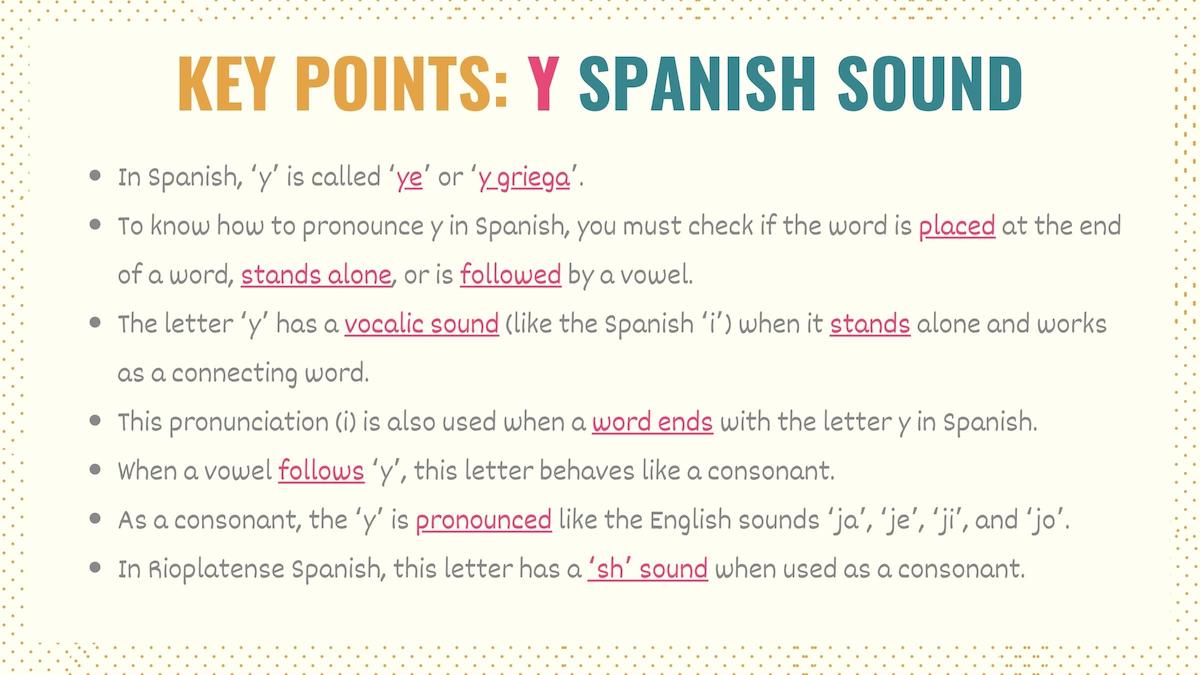 graphic explaining how to pronounce y in spanish