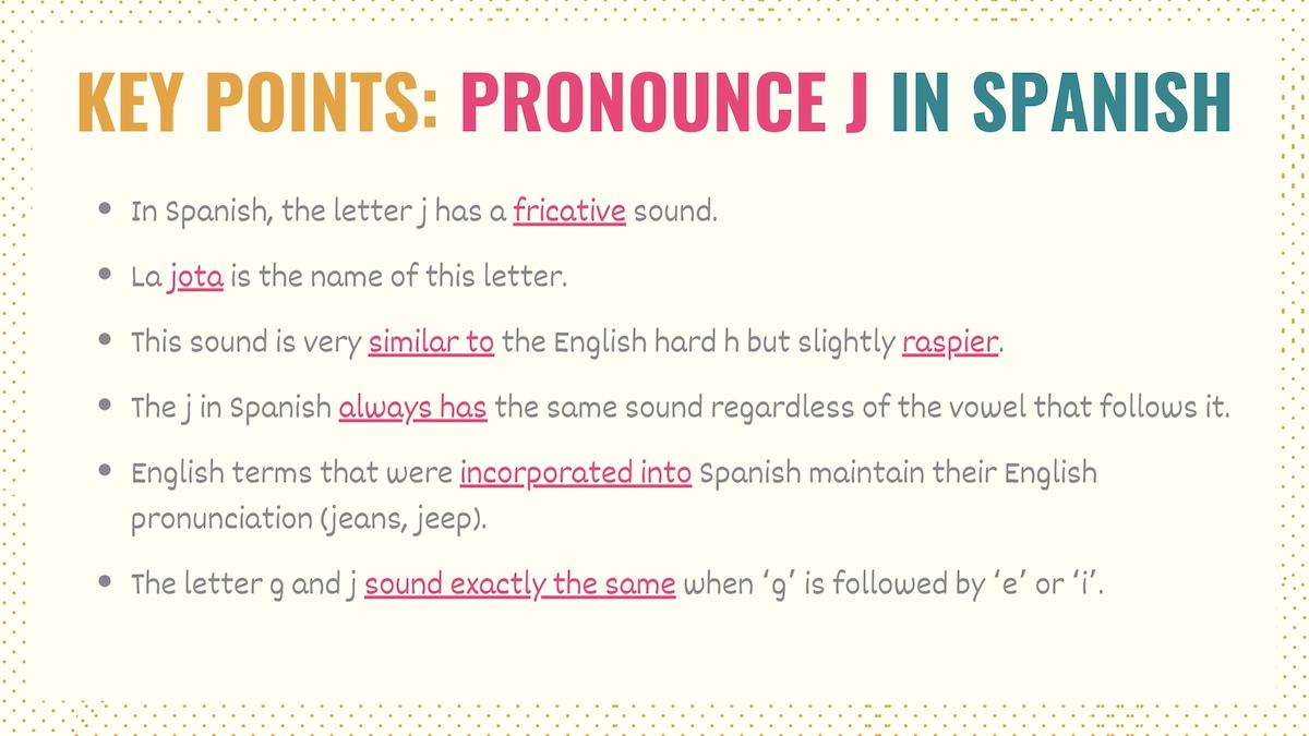graphic explaining how to pronounce j in spanish
