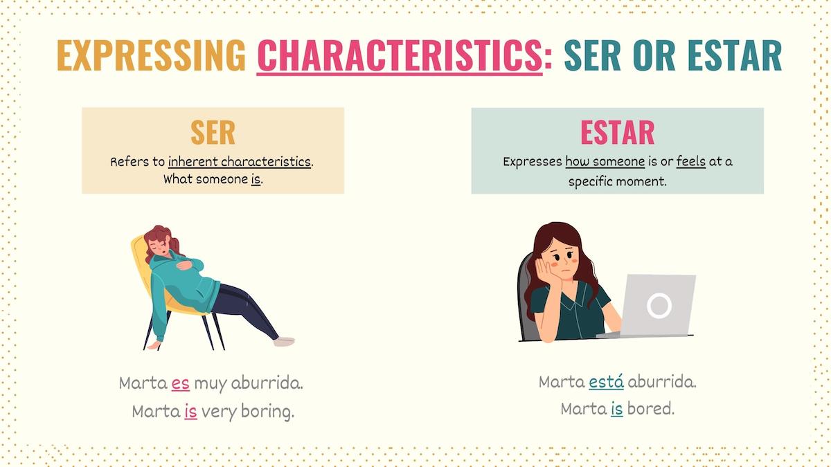 graphic showing how to use ser or estar to describe people